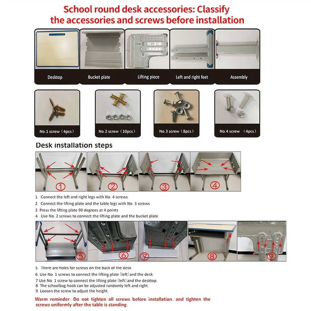 Set of 2 Adjustable Desks And Chairs for Middle School Students, Suitable for Home Use, Ideal for Study And Writing