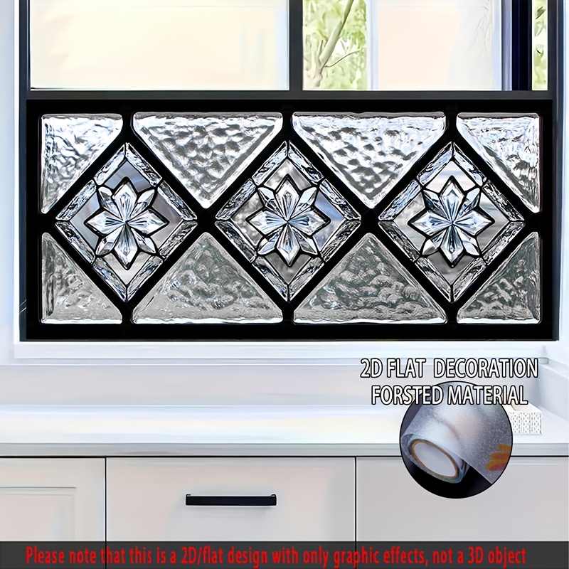 TEMU 2d Flat, 1pc 2d/flat Line Glass Privacy Film, Pvc Static Cling Decoration, Removable Glass Stickers, 39.37×17.7 Inch, Ideal For Living Room,