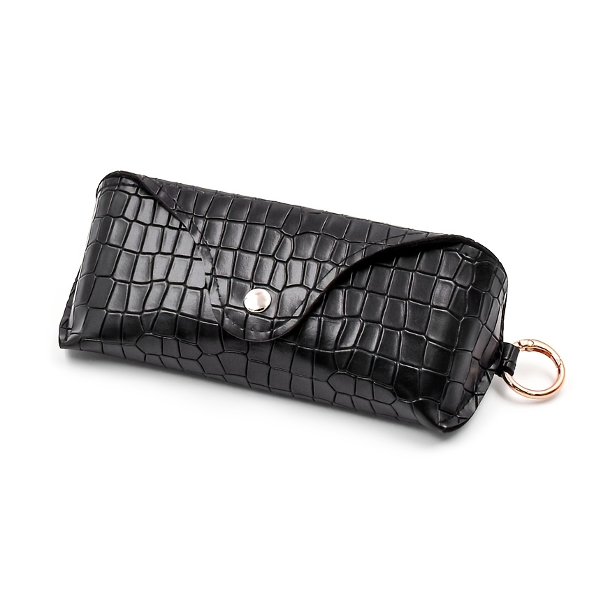 TEMU Étui à lunettes 1 pièce en PU pour femme et homme, étui à lunettes souple et portable avec crochet, pochette de transport compacte pour lunettes