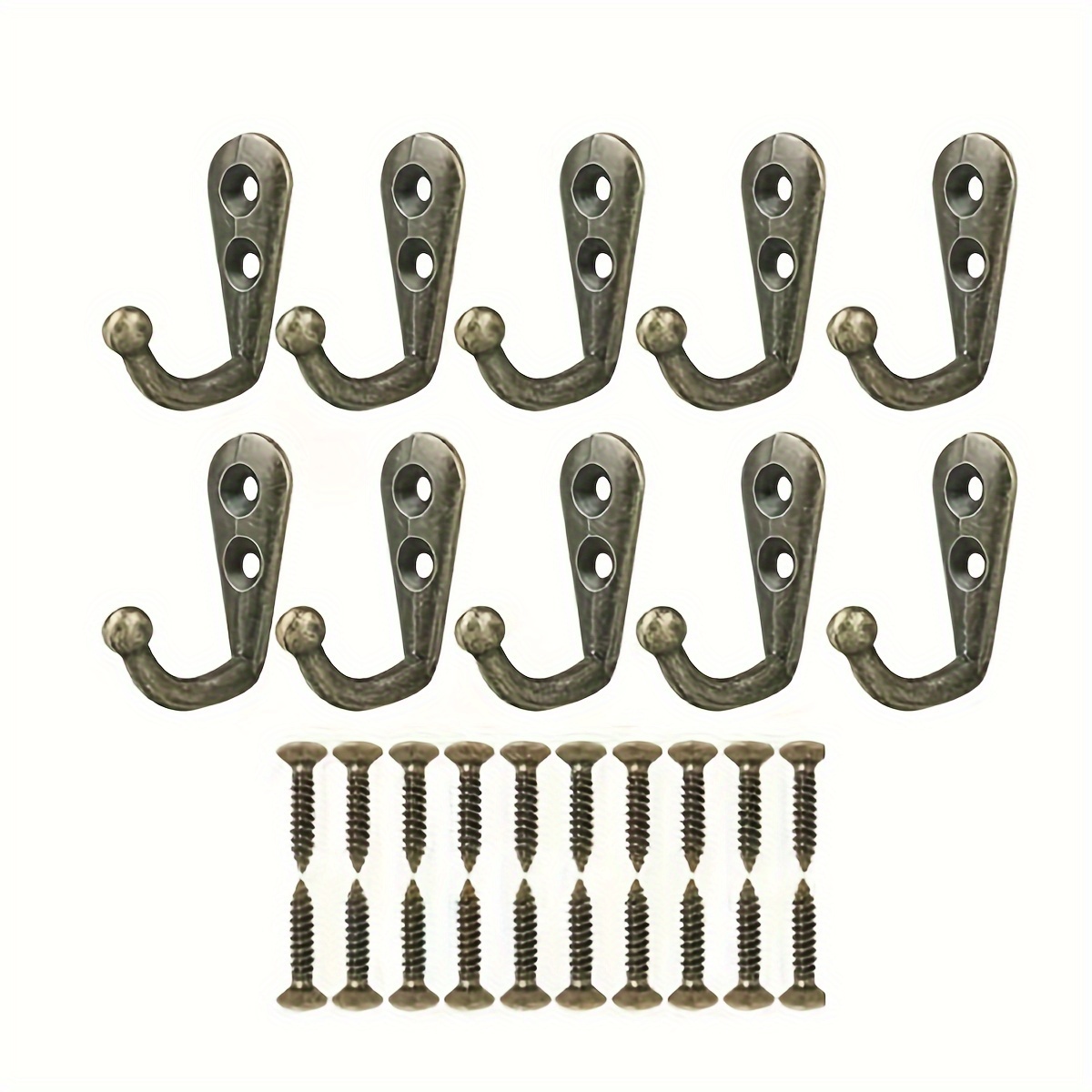 E-shop 30 Stück robuste kleine Metall-Wandhaken mit Schrauben inklusive – Mini-Einloch-Haken für Bilder, Schlüssel, Handtücher, Utensilien – Einfache