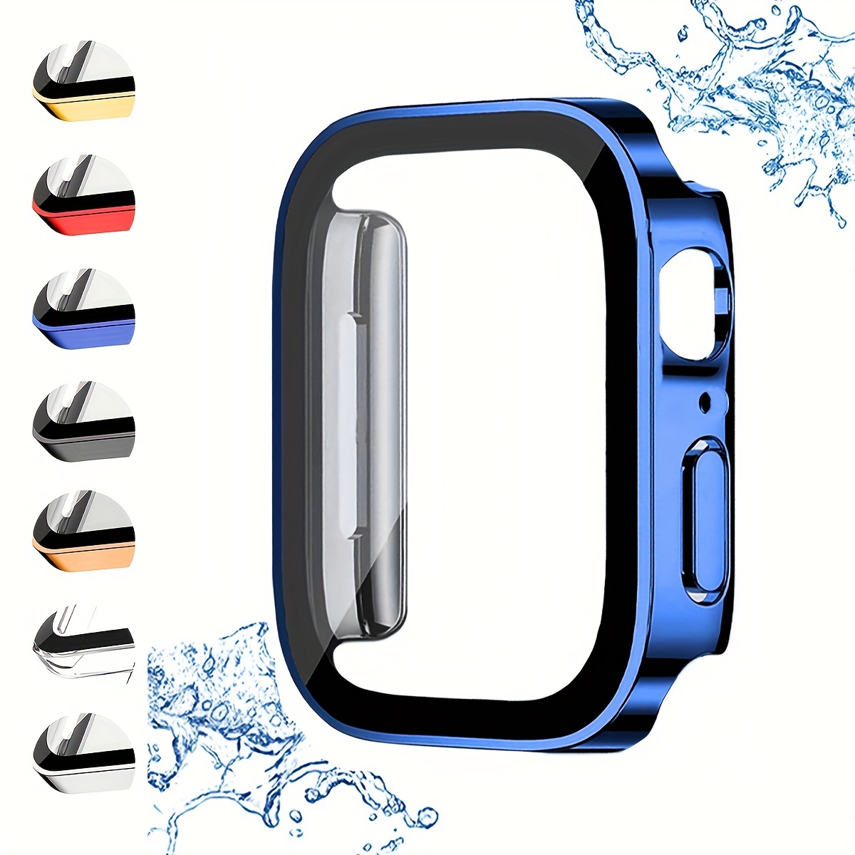 Comprar Funda de reloj resistente al agua Protector de vidrio templado para  Apple Watch Series 8 7 44mm 45mm 49mm cubierta de borde recto para iWatch  Ultra 8 7 6 SE 5 4