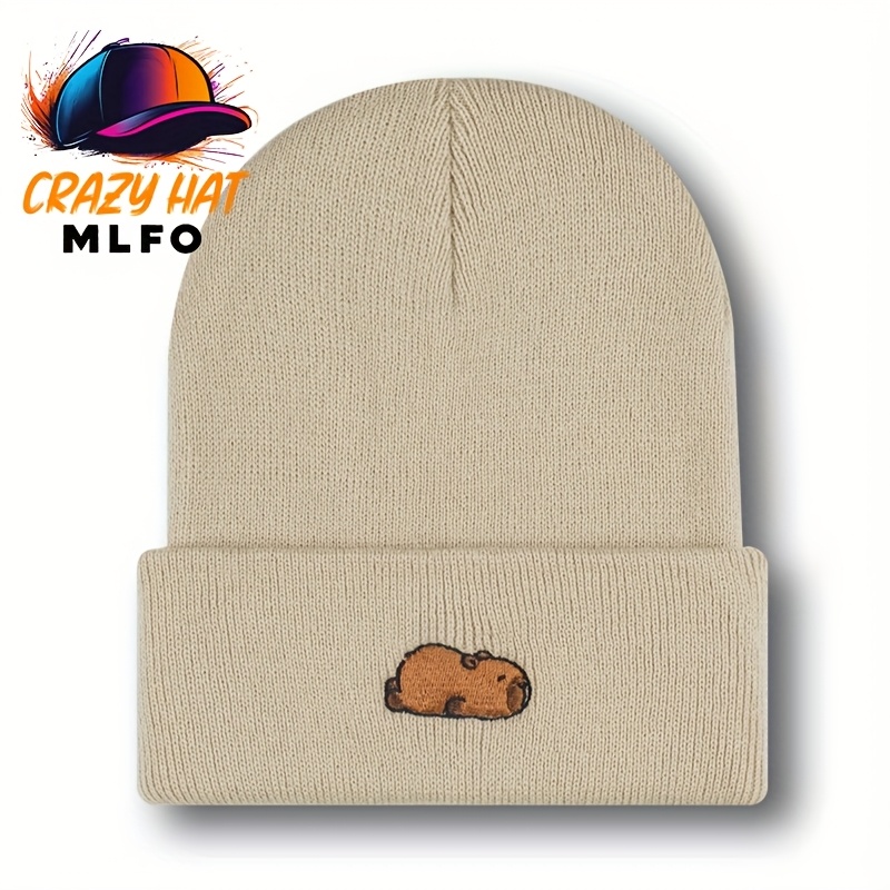 2025 New Winter Warm Hat With Cute Capybara Embroidery Soft, Comfortable, And Elastic Fabric Beanie Suitable For Winter Daily , Travel, Skiing, And Outdoor Activities Unisex The For Christmas Gifts