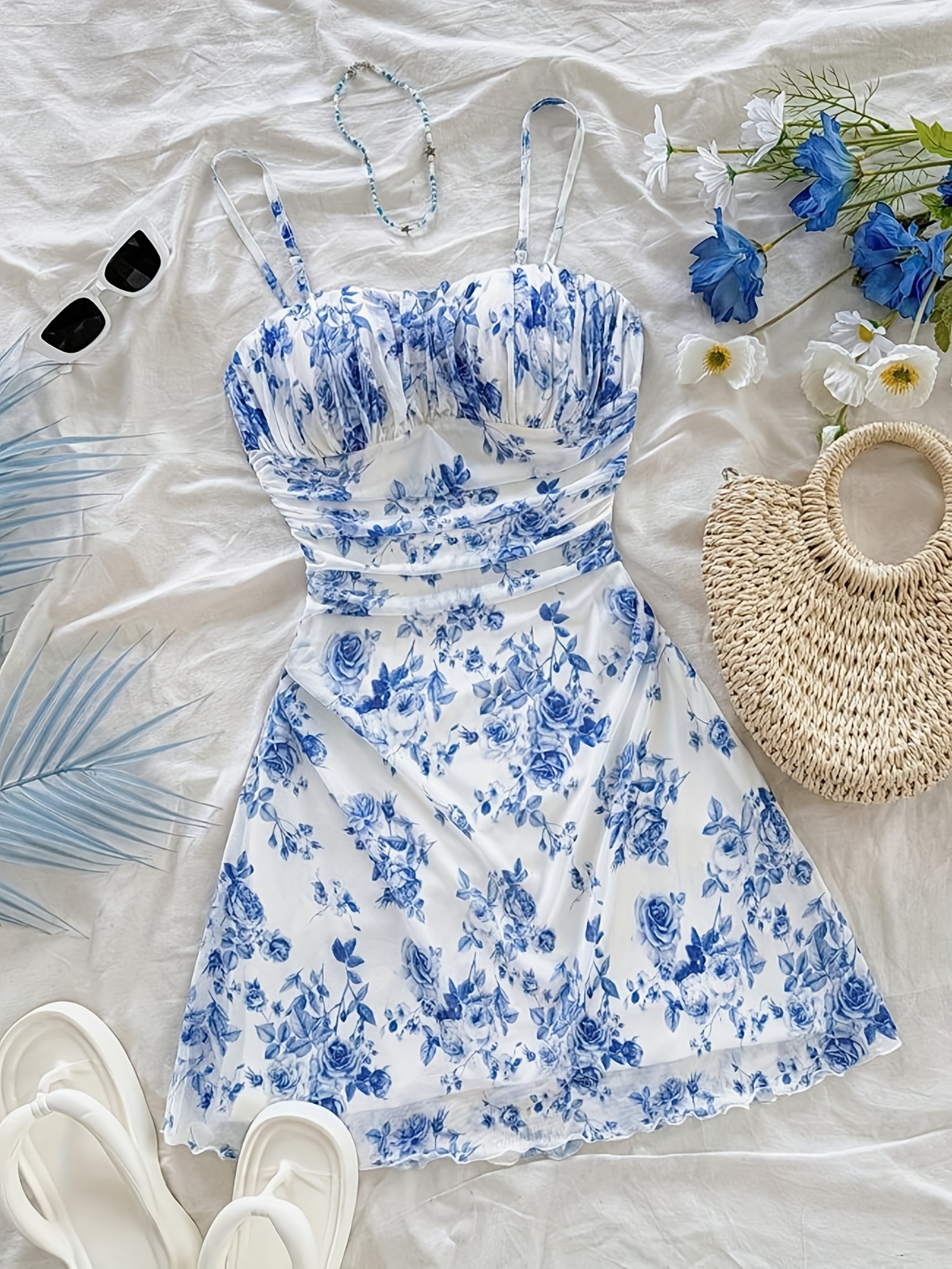 ladies floral print dress new spaghetti - Temu Sweden