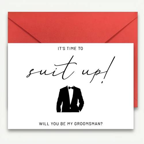1pc groomsman proposal card suit up tux design wedding party invitation greeting card with envelope