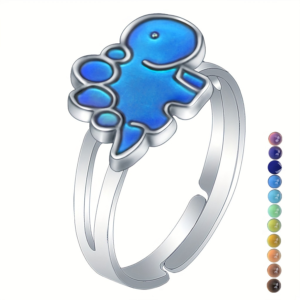 

Cute & , Cute Cartoon Cartoon Little Dinosaur Temperature-sensitive Color-changing Ring, Fashion Accessory For , Idea Gift