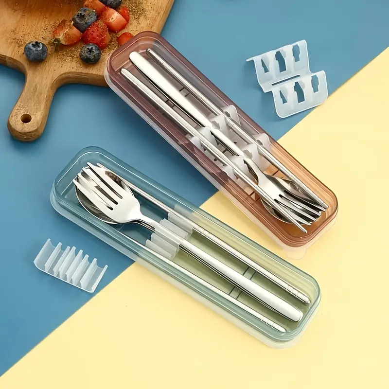 4pcs 304 stainless steel cutlery set customizable text name portable chopsticks korean style outdoor home use ideal gift for new years day Product details 2
