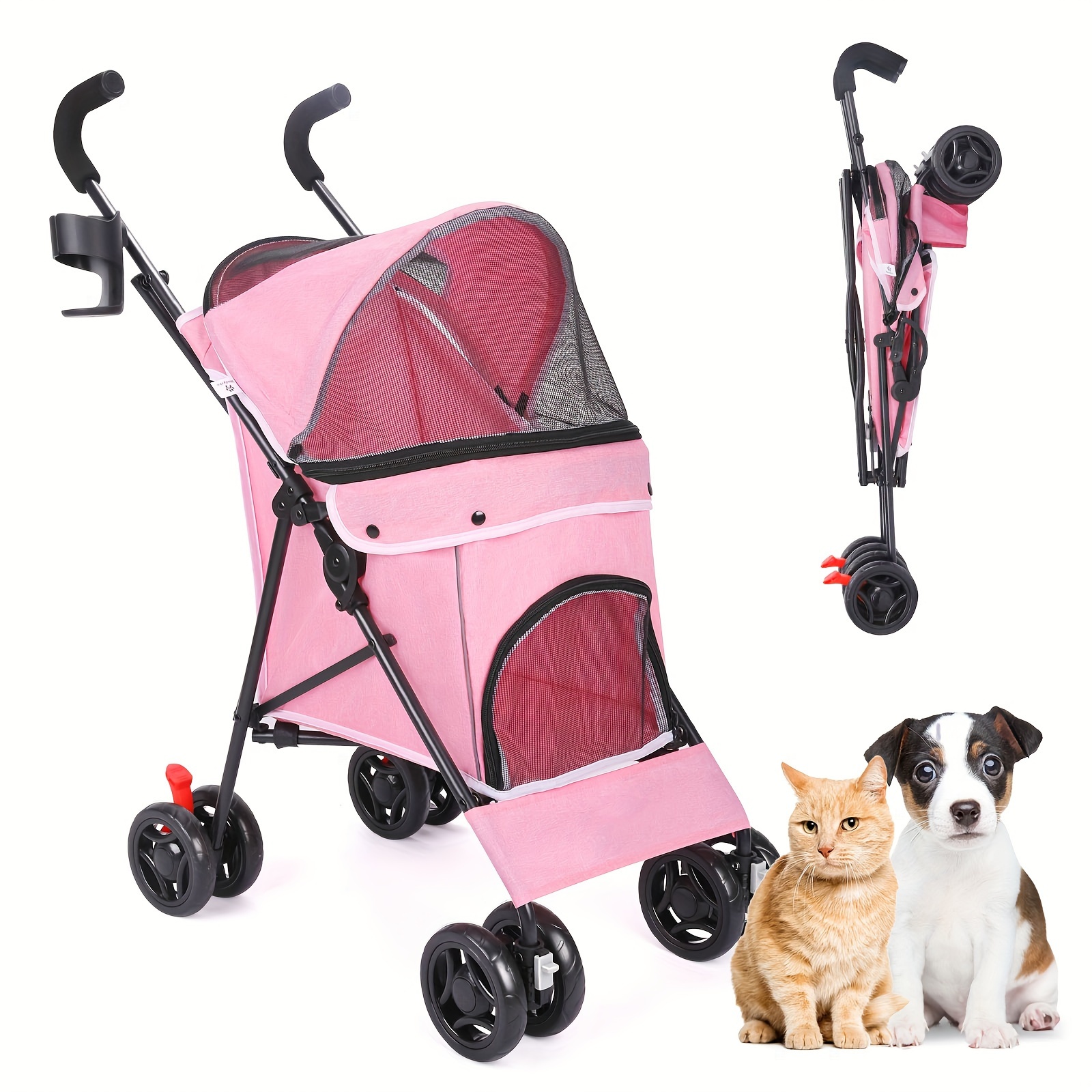 

Umbrella Dog Stroller, Travel Portable Pet Stroller For Small Puppy Dogs & Cats, Up To 33 Lbs