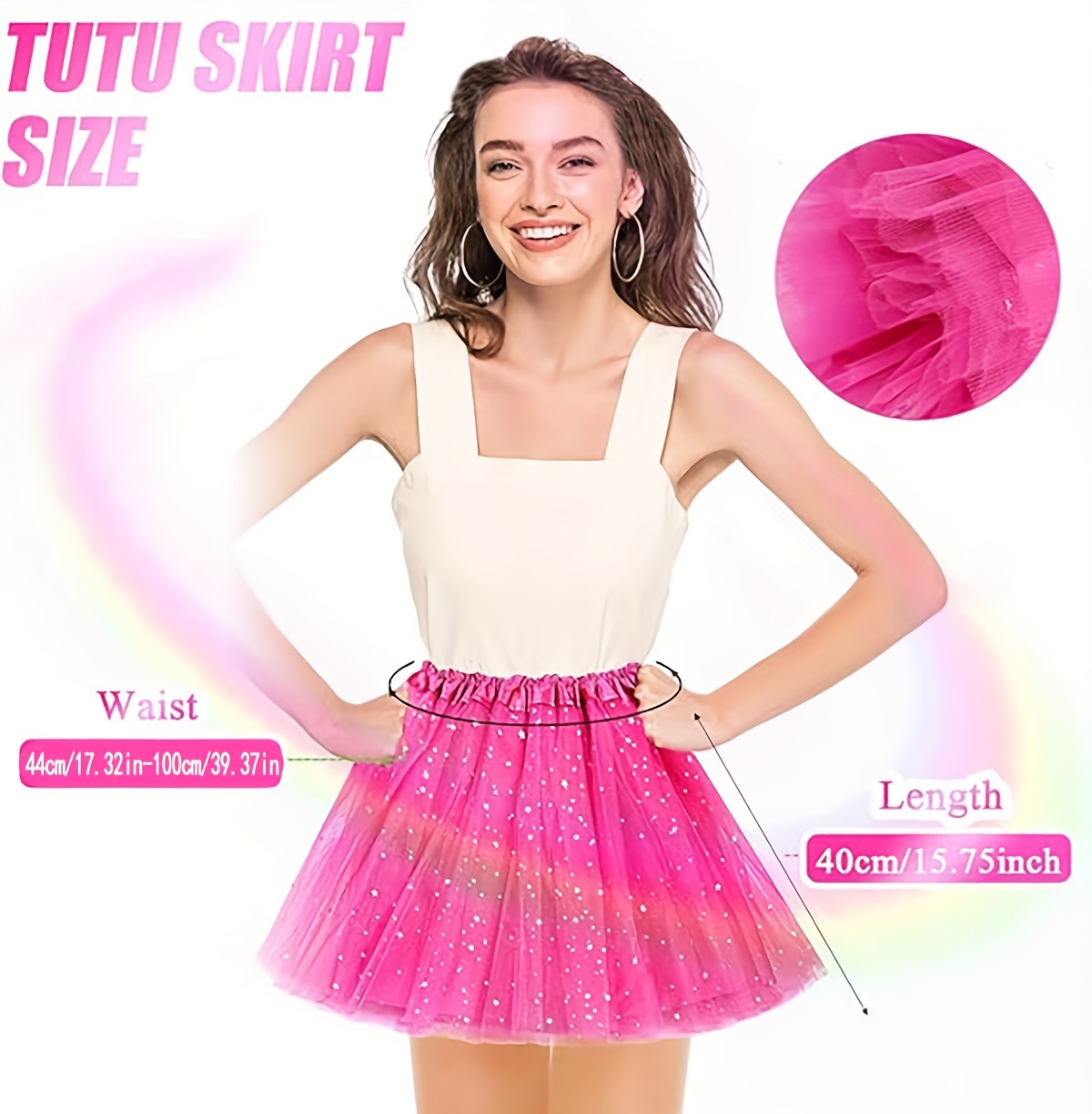 D EXCEED 80s Neon Running Tutu Skirt For Women, 3 Layered Tutu Skirt, Party Tutu Skirt, Adult Tutus For Halloween Running, Polyester Tutu Skirt details 2