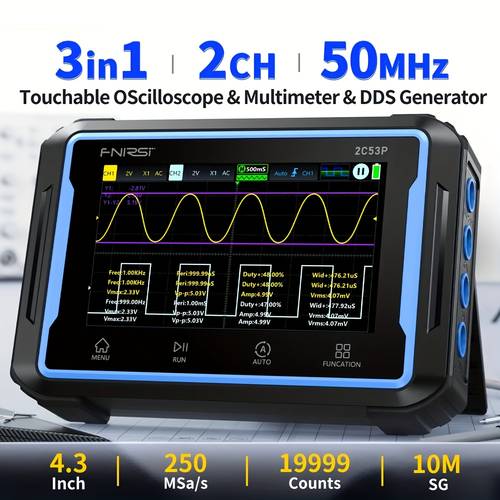2c53p digital handheld oscilloscope multimeter generator 3 in screen portable 2 channel 50mhz 250msa s