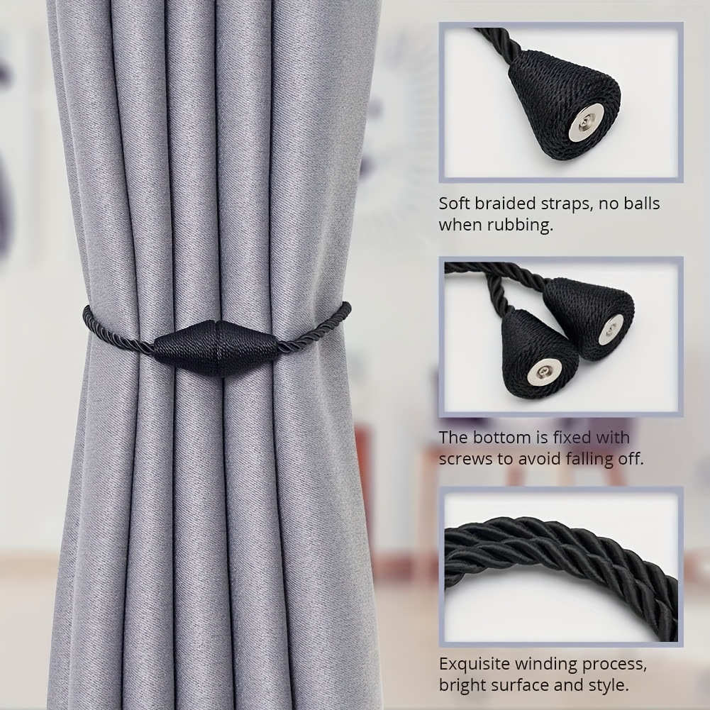 A Set of Two Magnetic Curtain Ties, Handcrafted Bohemian-Style Decorative Cords, Suitable for Living Rooms, Bedrooms, And Offices. These No-Drill Magnetic Curtain Holders Are Stylish Additions That Enhance The Ambiance
