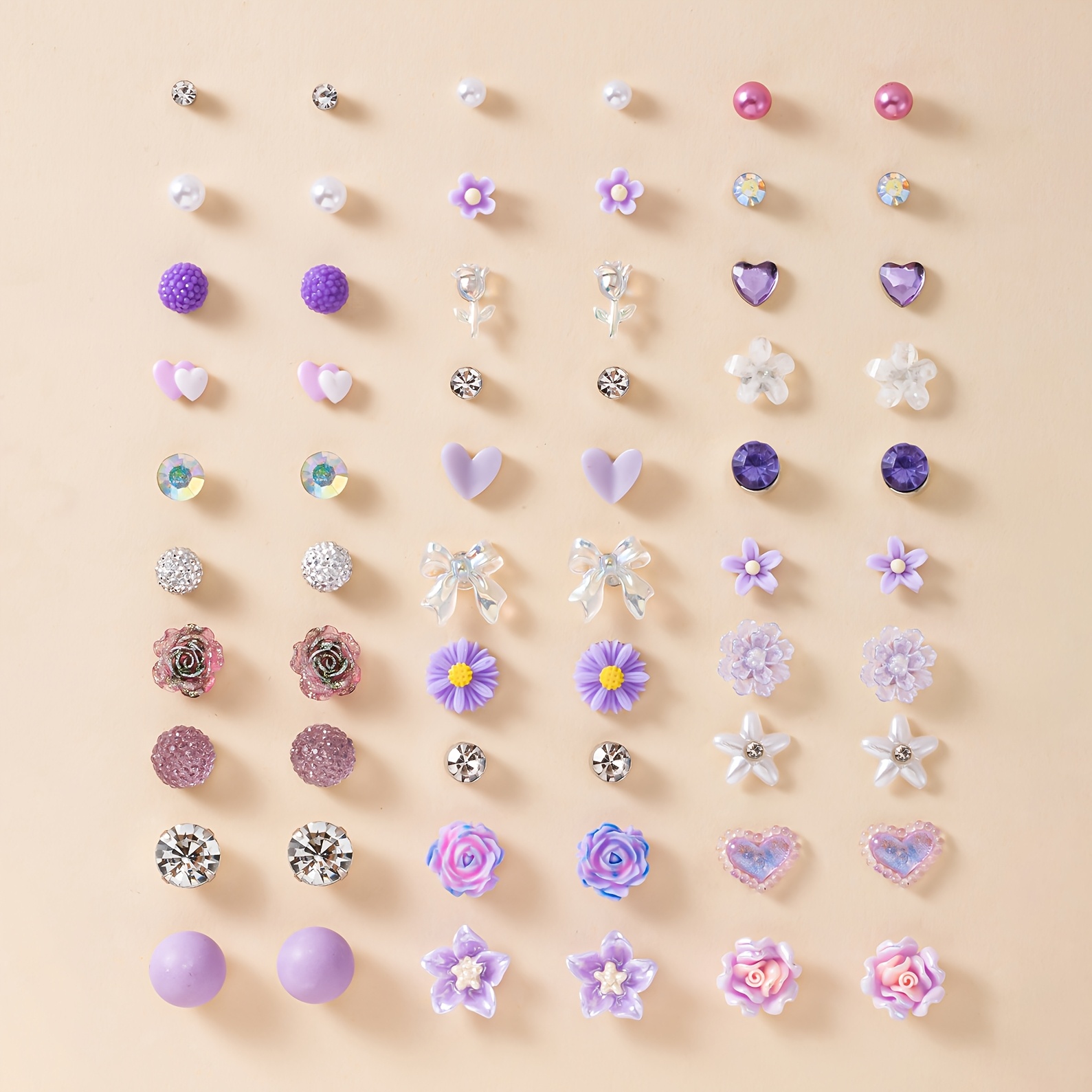 TEMU A Set Of 30 Pairs Of Cute And Fashionable Stud Earrings, A Holiday Gift Featuring Beautiful Bows, Stars, Flowers, Hearts, And Styles. Suitable