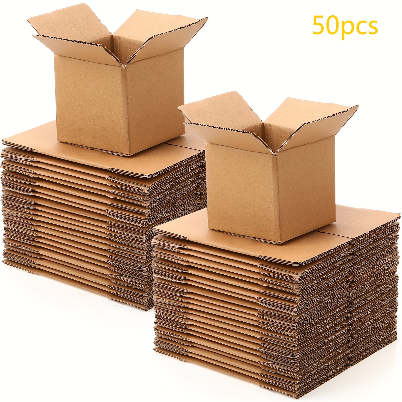 TEMU 50-pack 4 X 4 X 4 Inch Christmas Shipping Boxes, Small Paper Corrugated Boxes For Christmas Small Business, Mailing Packaging, Moving Storage,