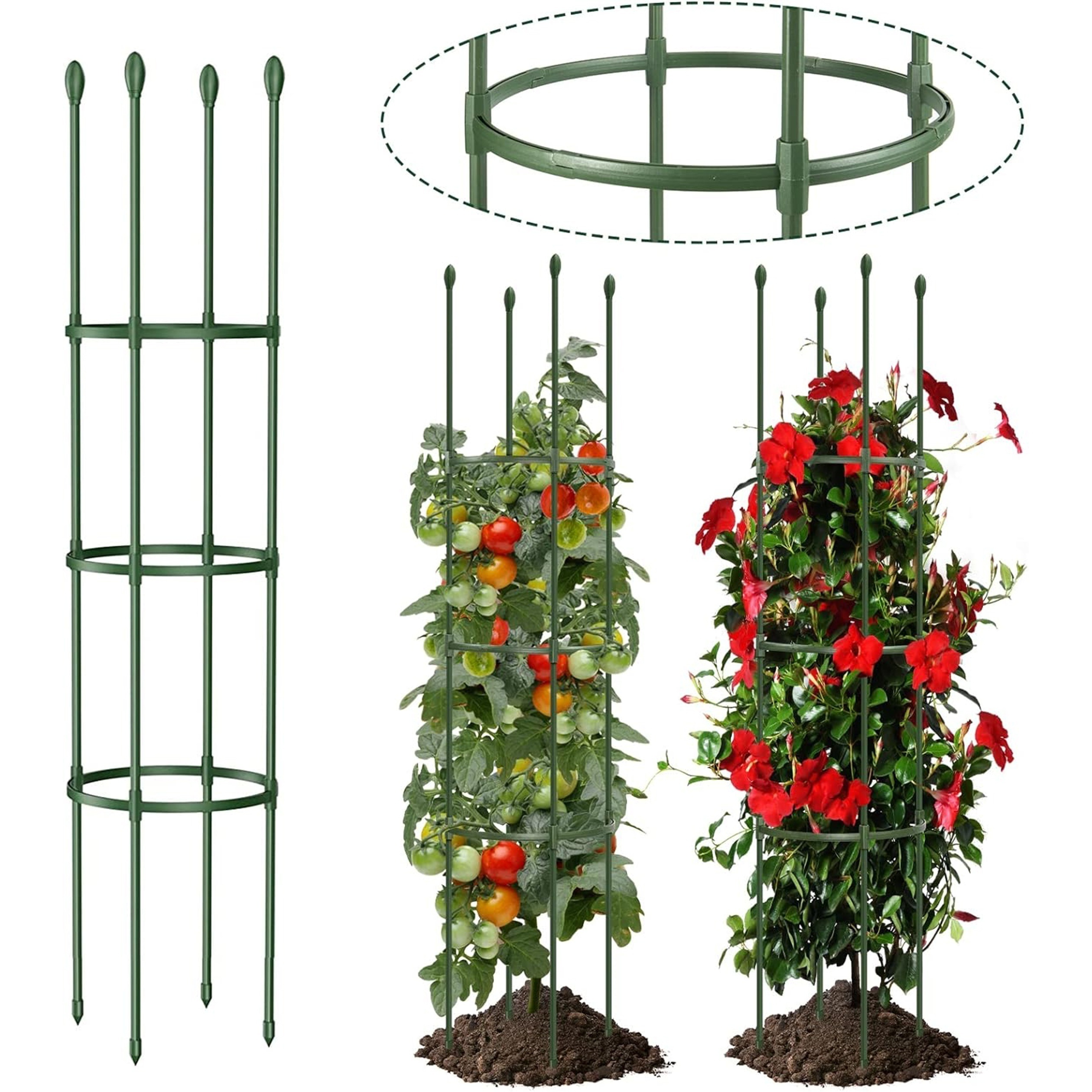 

Versatile Garden Trellis Set For Climbing Plants - Durable Plastic Nursery Beds, Plant Support Poles & Cage For Vines, Roses & More