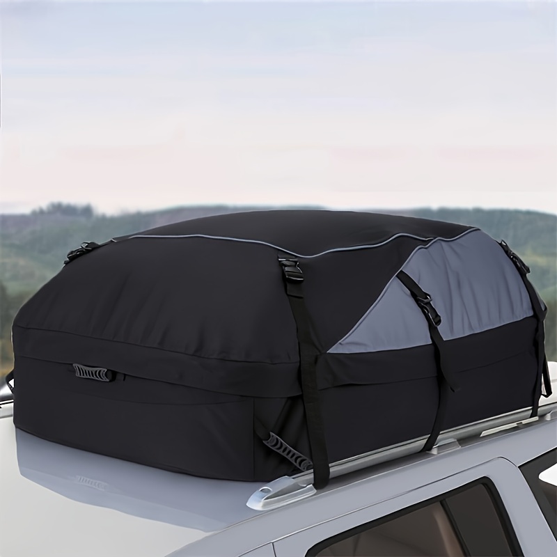 

Waterproof Rooftop Cargo Carrier Bag With Rack Adapters - Vehicle Soft-shell Luggage Storage Box For Left Side Placement, Durable Polyester Fiber, Includes Tie-down Straps, Safety Hooks & Storage Bag