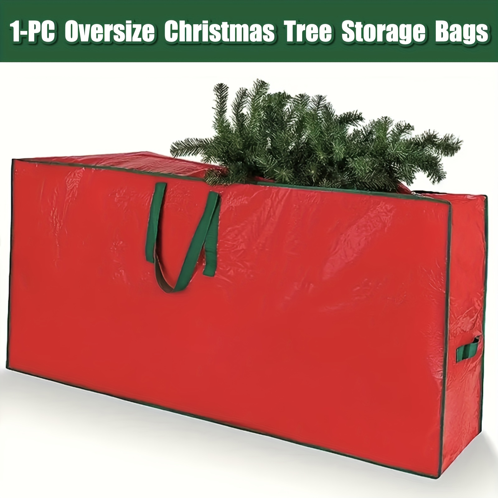 

Extra-large Christmas Tree Storage Bag With Durable Handles & Dual Zipper - Waterproof, Dustproof Polypropylene Organizer For Holiday Decor