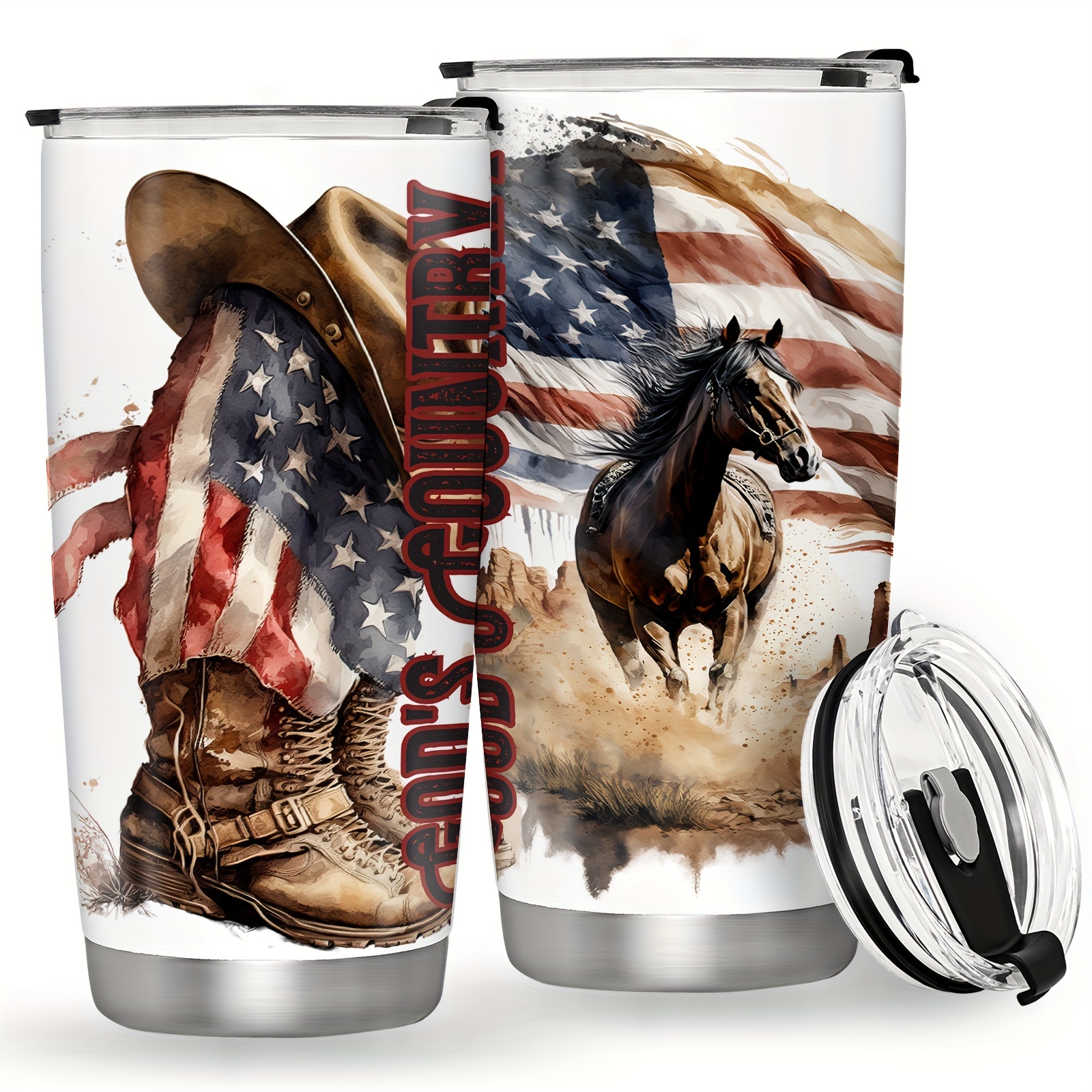 

1pc, 20oz/590ml, Western Desert Cowboy With Lid, Stainless Steel Vacuum Insulated Travel , Double Wall, Leak-proof, Bpa-free, Ideal For Christmas, , Valentine's, Father's Day, Graduation Gifts