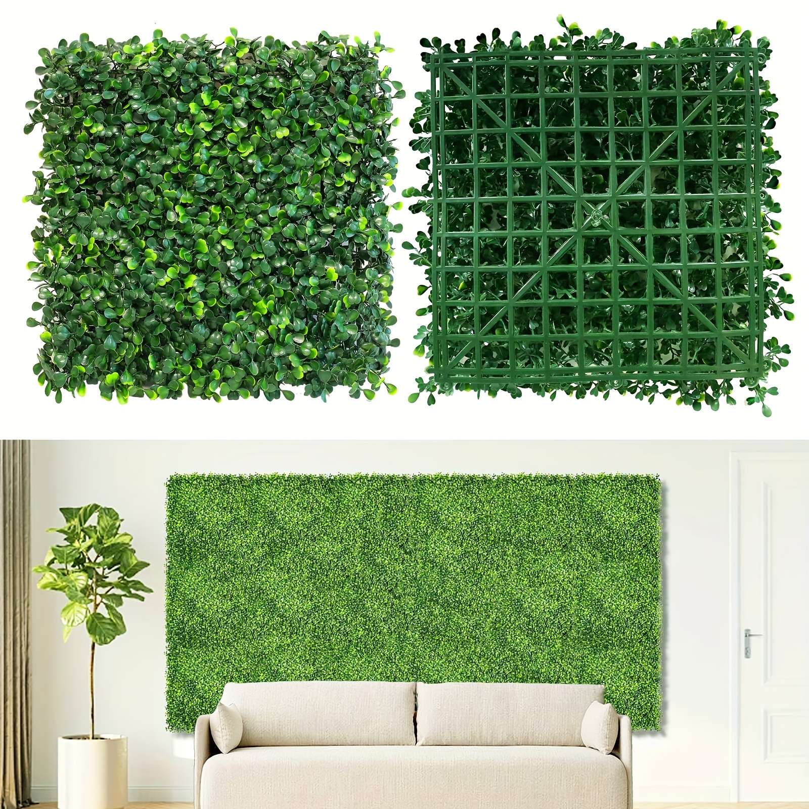 

12pcs Artificial Grass Wall Panel Backdrop, Uv-anti Greenery Boxwood Panels For Indoor Outdoor Decor & Ivy Fence Covering Privacy