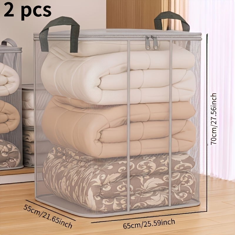 TEMU 2pcs Large-capacity Pvc Storage Bags, Suitable For Clothes And Quilts - Transparent Organizing Bags, Essential For Dormitories, Moving, And