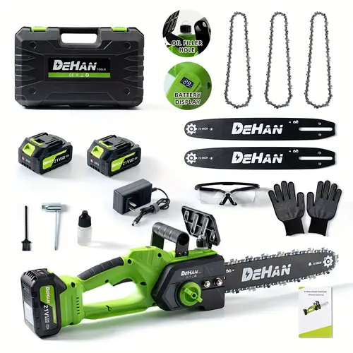 brushless 12 inch electric chainsaw cordless 2 4 0ah batteries powered chain saw 26 ft cuts 21v portable compact saw handheld for wood cutting brushless motor tensioning and automatic oiling without the need for tools