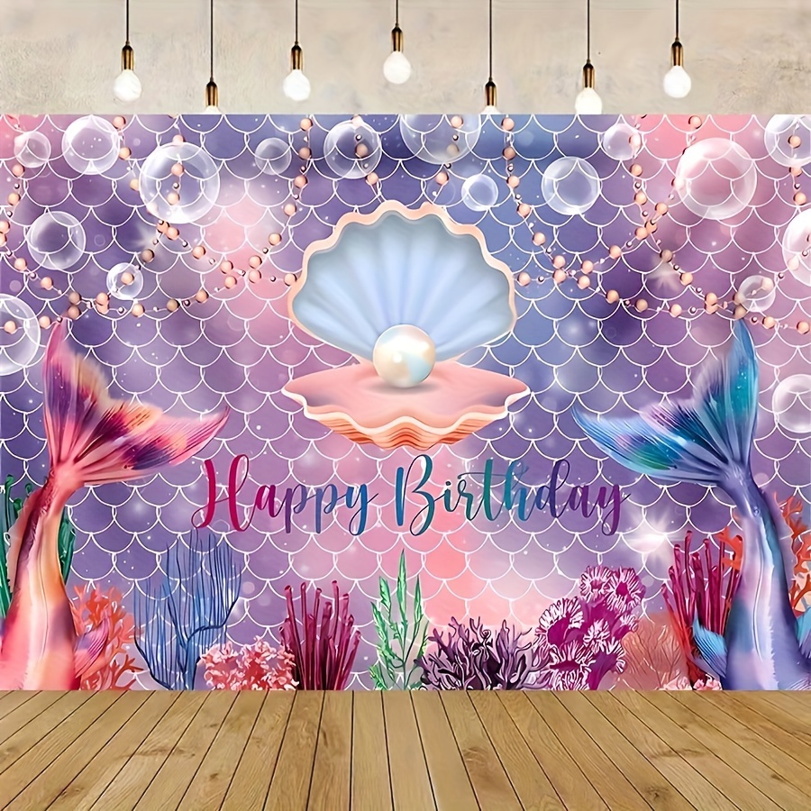 

1pc, Mermaid Birthday Backdrop Cloth Decoration Background Cloth Birthday Party Decoration Background Decoration Hanging Cloth Photo Props