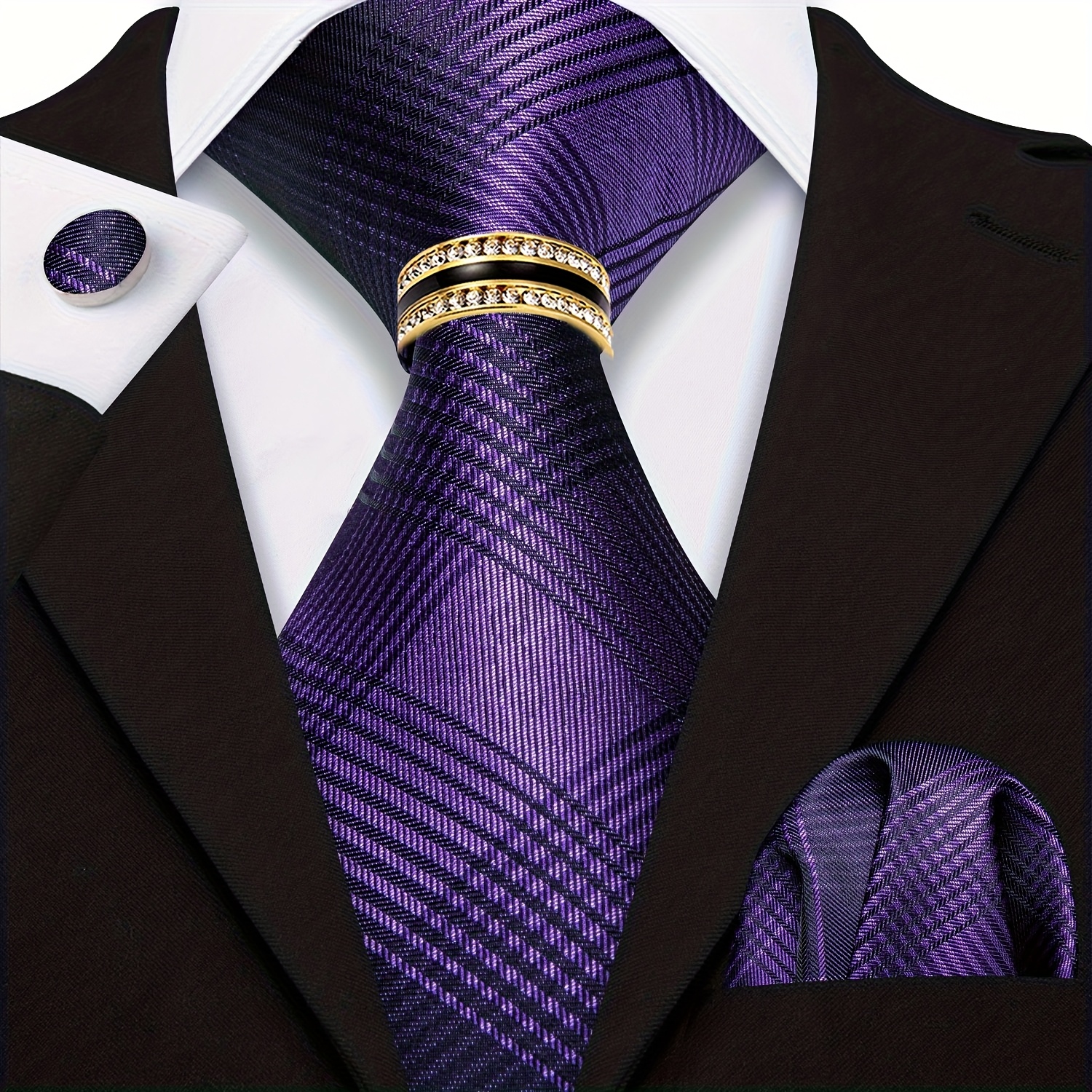 4 komada muške poslovne kravate ružičasto ljubičasto ljubičasta cvjetni žakard paisley geometrijske kravate formalna moda   maramica kvadratni nasumični prsten set vjenčanje poklon za zabavu nasumični prstenovi