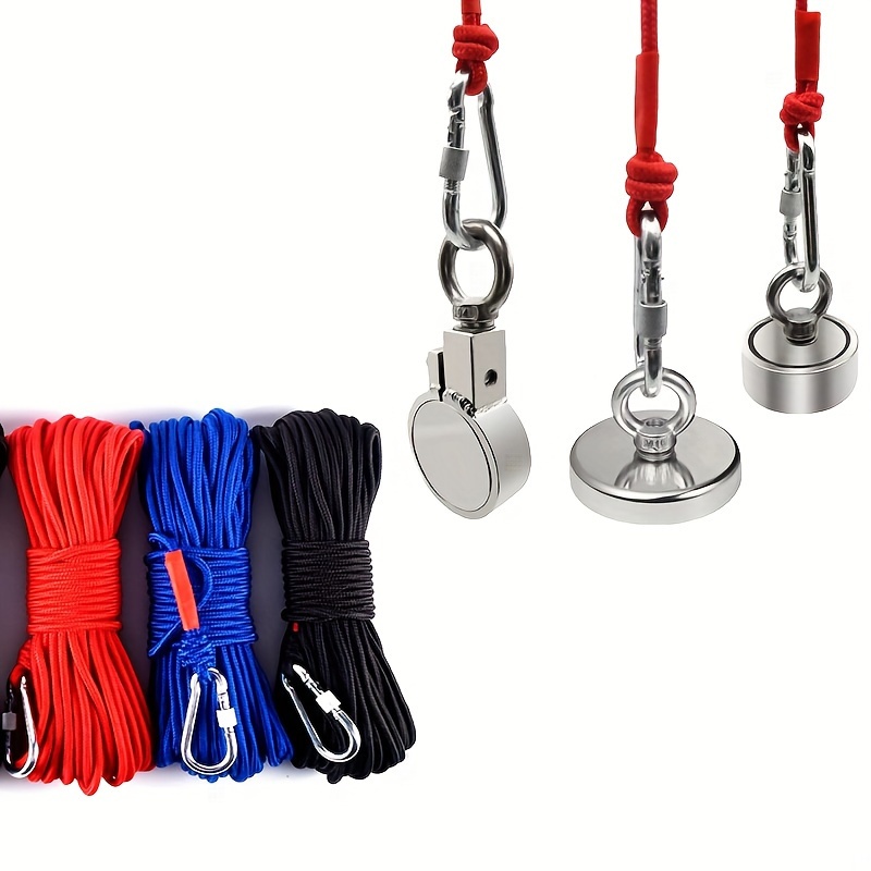 

Versatile 32.81ft High-strength Braided Rope With Carabiner And Hook - Ideal For Magnetic Fishing, Mooring, Towing & Outdoor Adventures