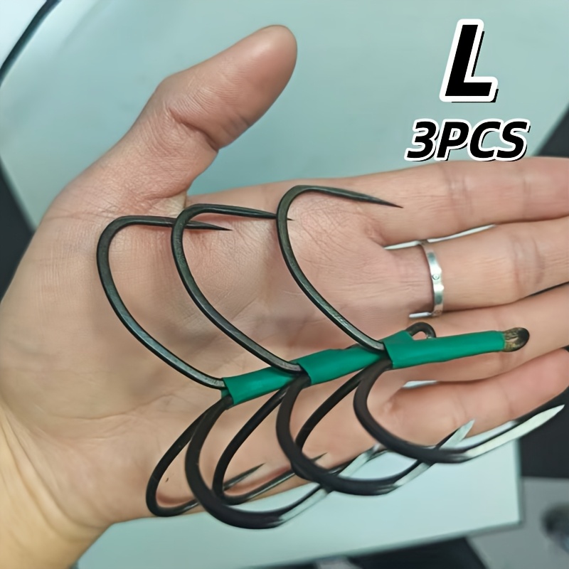 TEMU 3-pack Anchor Fish Treble Hooks, Meticulously Hand-ground For Razor-sharp Points, Suitable For Freshwater And Saltwater