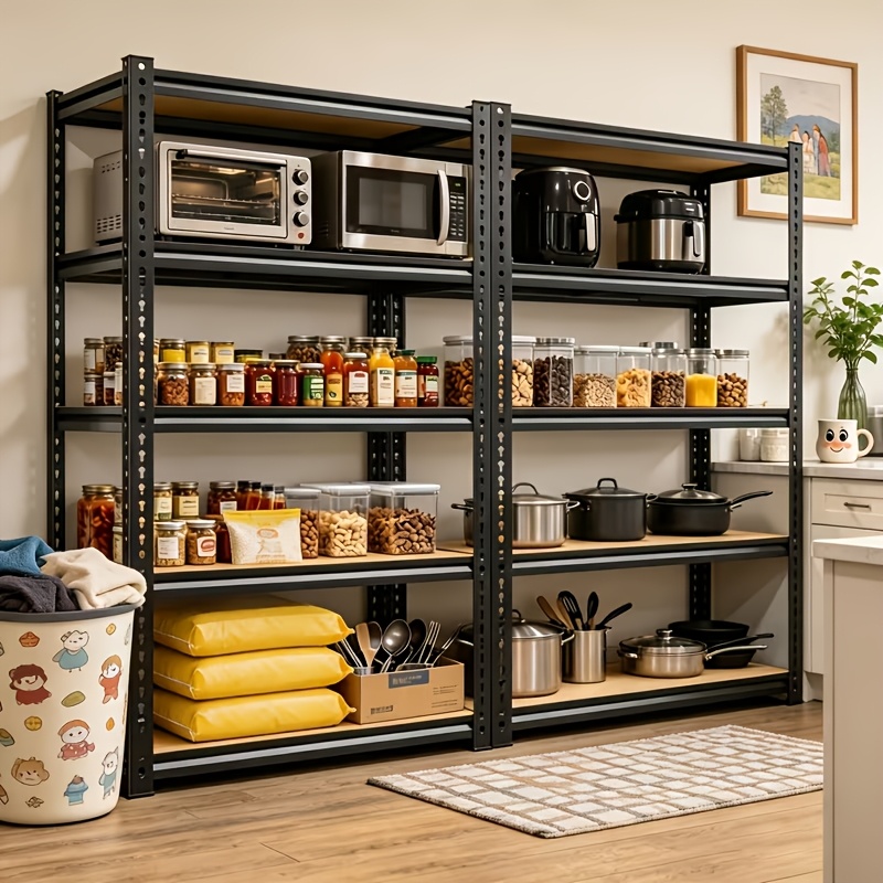 2pcs 5-Tier Heavy-Duty Metal Storage Shelves, 900KG Capacity