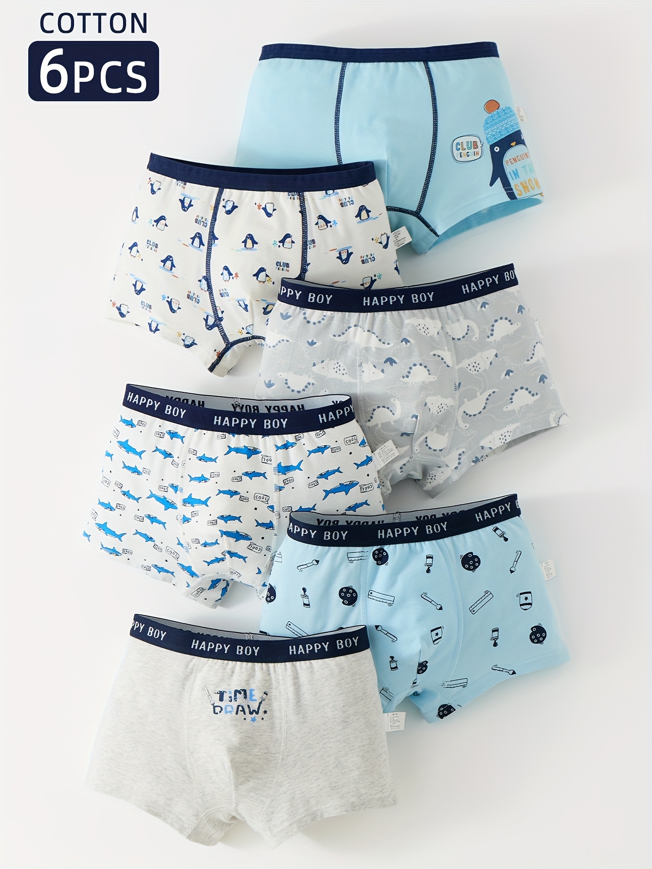 piezas] ropa interior algodón niños diseño dibujos Temu