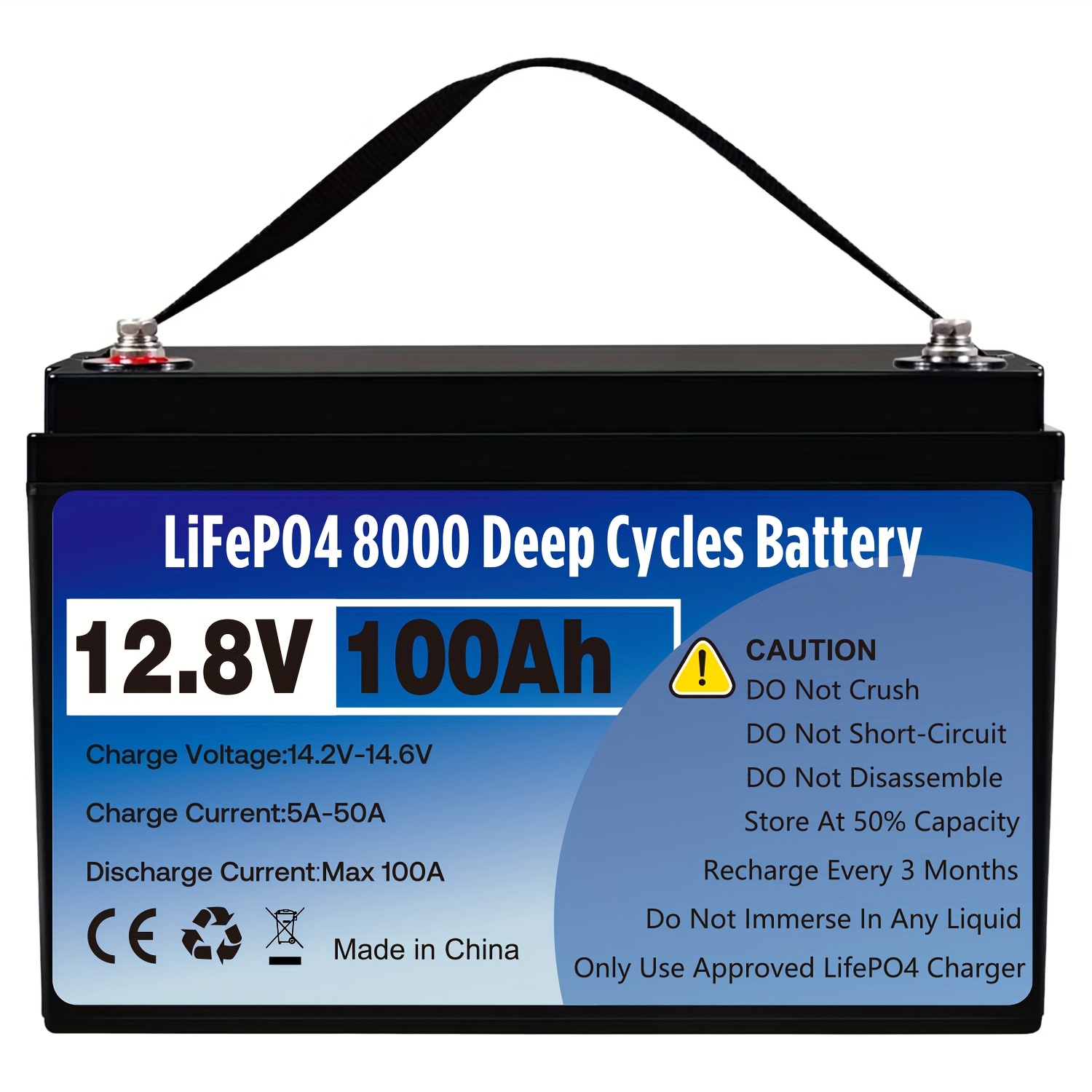 12 8v 100ah lifepo4 battery 100a bms max 1280wh - Temu