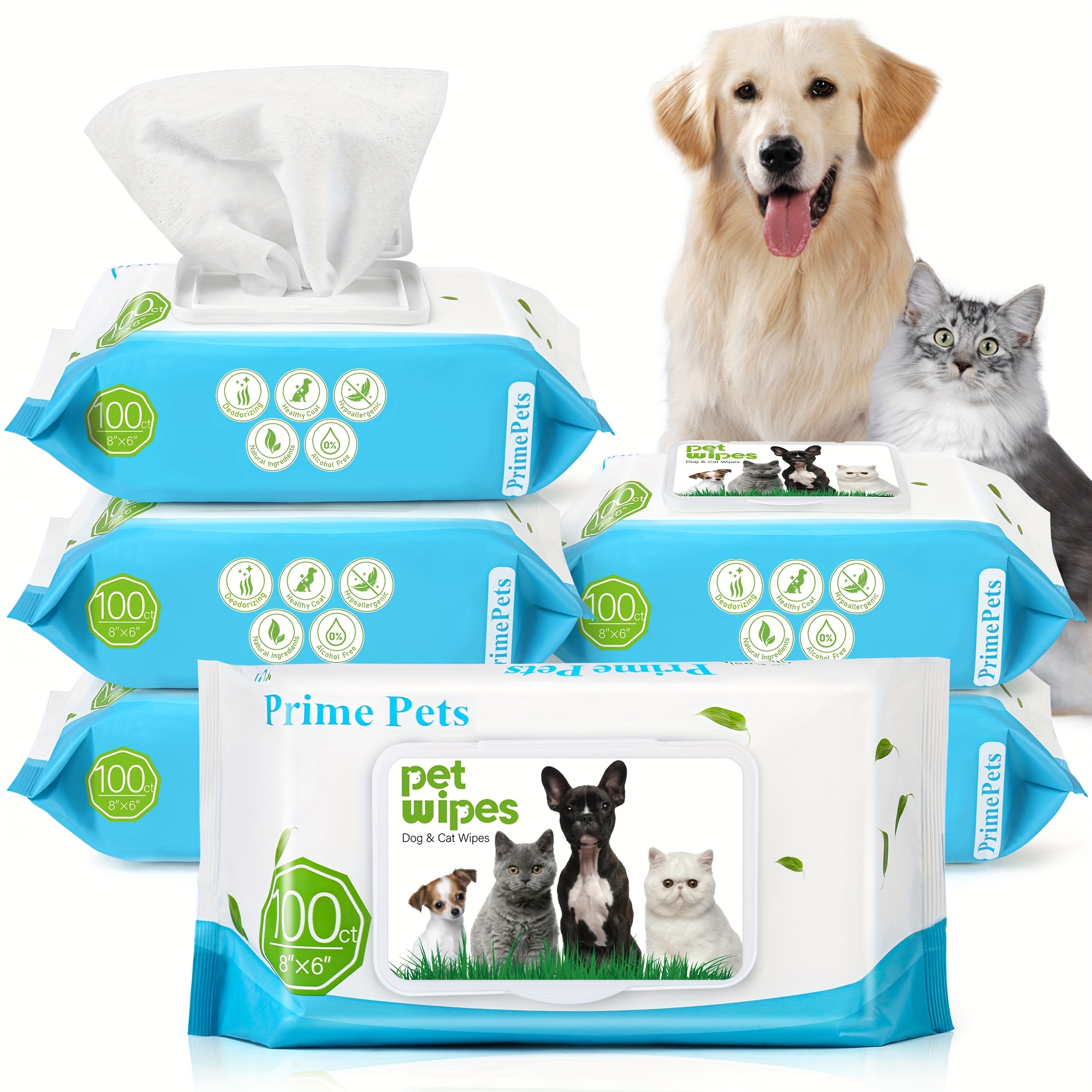 TEMU Dog Grooming Wipes, 600 Count, 6x8 Inch Deodorizing Wipes For , 100% , Natural Pet Wipes For Cleaning Face Bum Eyes Ears Paws Teeth, Dog Wipes