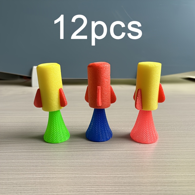 Image of 12pcs Jumping Rocket Toy Set (assorted Colors) Kids' Spring-loaded Launchers Party Favors & Easter Basket Stuffers School Prizes, Fillers, Birthday Surprises Fun Games For (bulk Pack, )
