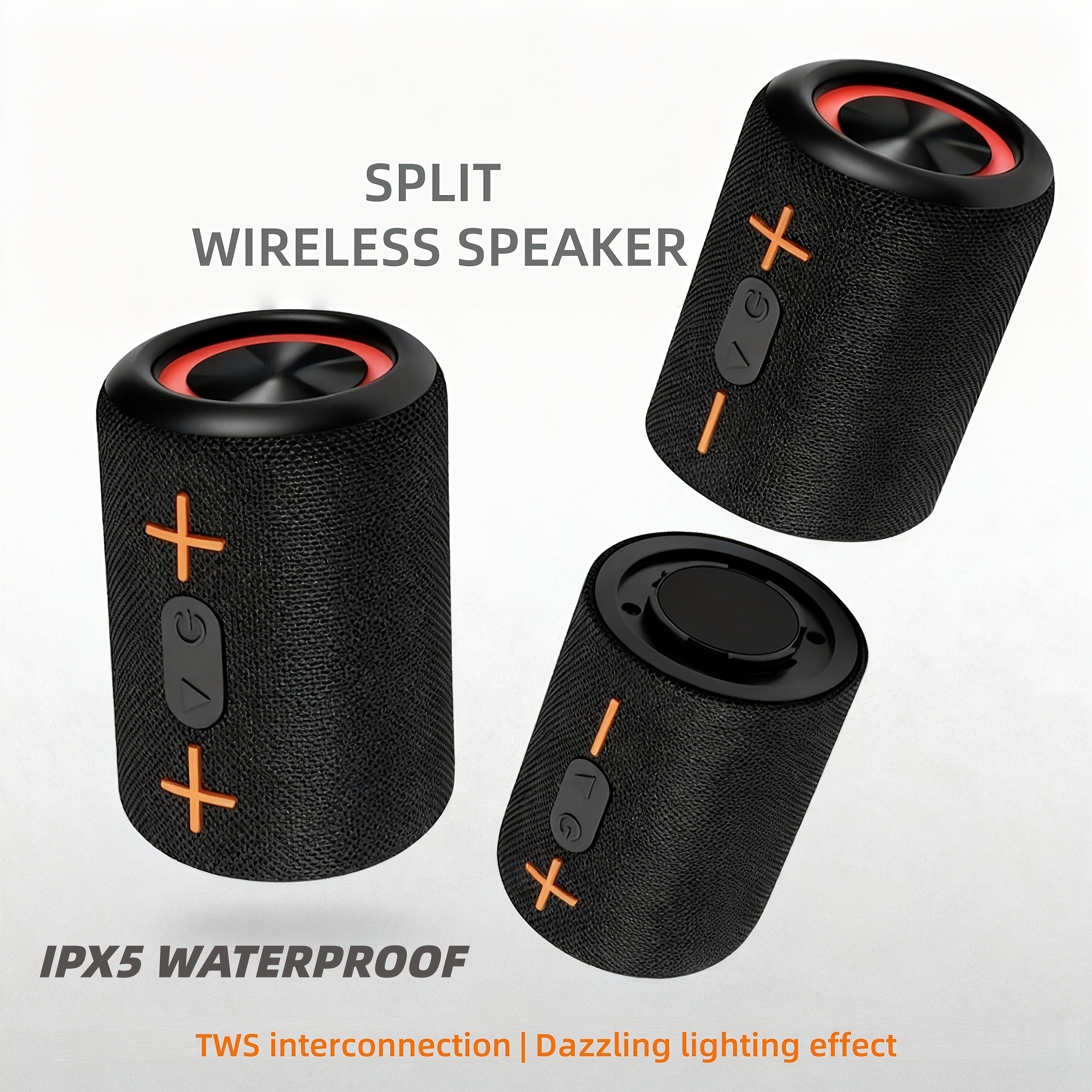 TEMU 2-in-1 Knob Speaker - Dual-channel Wireless Stereo Design, Ipx5, Wireless Speaker, Split Speaker, 3 , With Rgb Breathing Lights - Perfect For