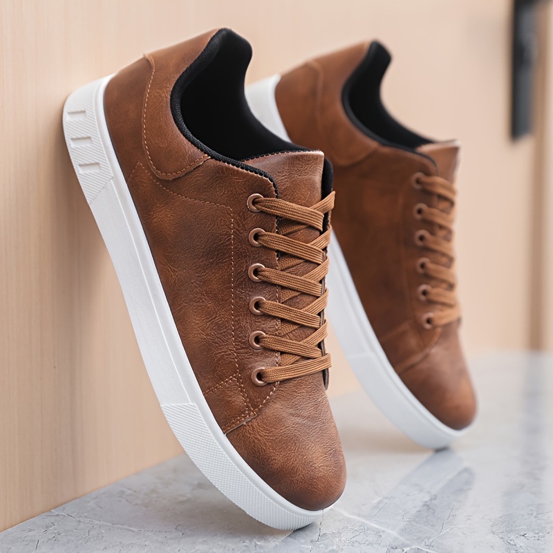 

Men's Casual Low-top Lace-up Sneakers - Brown, Flat , Comfortable Eva Insole, Business/fashion Shoes For Casual Attire, Casual Footwear | Lowtop Sneakers | Footwear