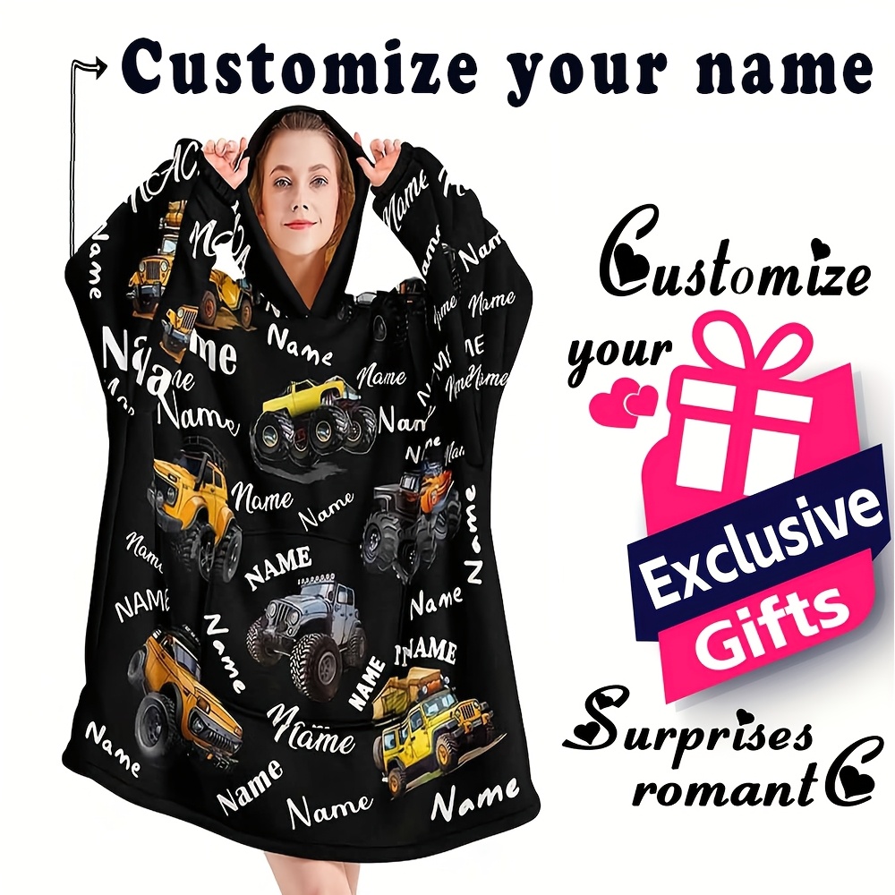 

1pc Custom Name Dirt Bike Wearable Blanket, Adult Men Women's Cool Dirt Bike Hooded Blanket, Warm And Comfortable Hooded Blanket With Big Pockets, Gift Blanket For Boyfriend Men