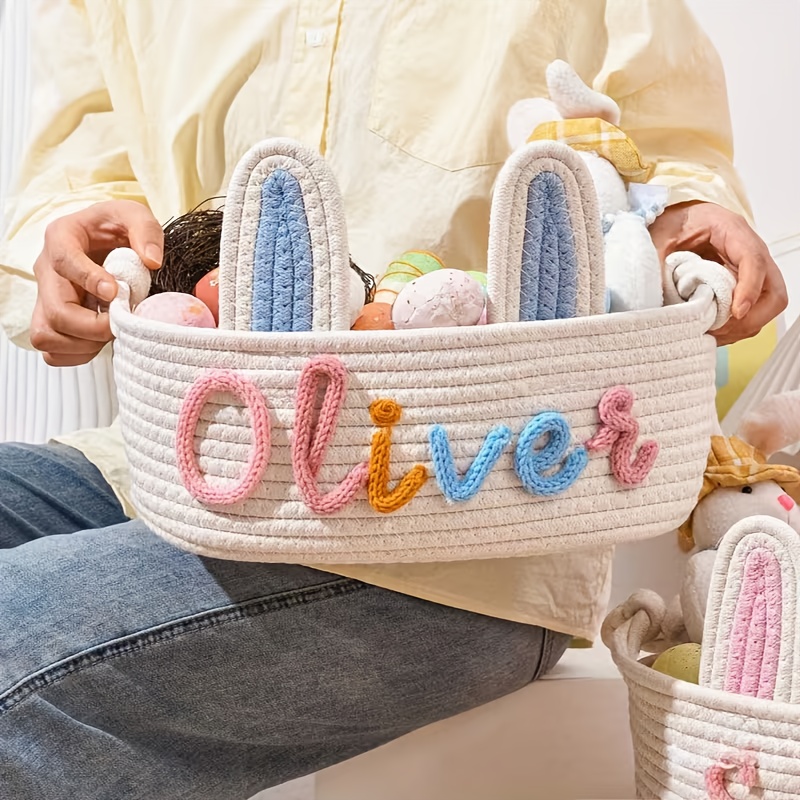 Customizable Name Text Storage Basket for Home