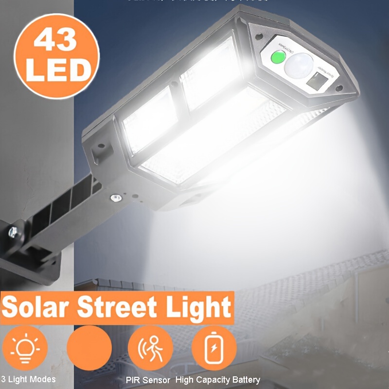 TEMU 1pc Solar Lights, 43led Motion Sensor Wall Light, Solar Security Lights With 3 Lights For Outdoor Yard Garage Front Door Garden