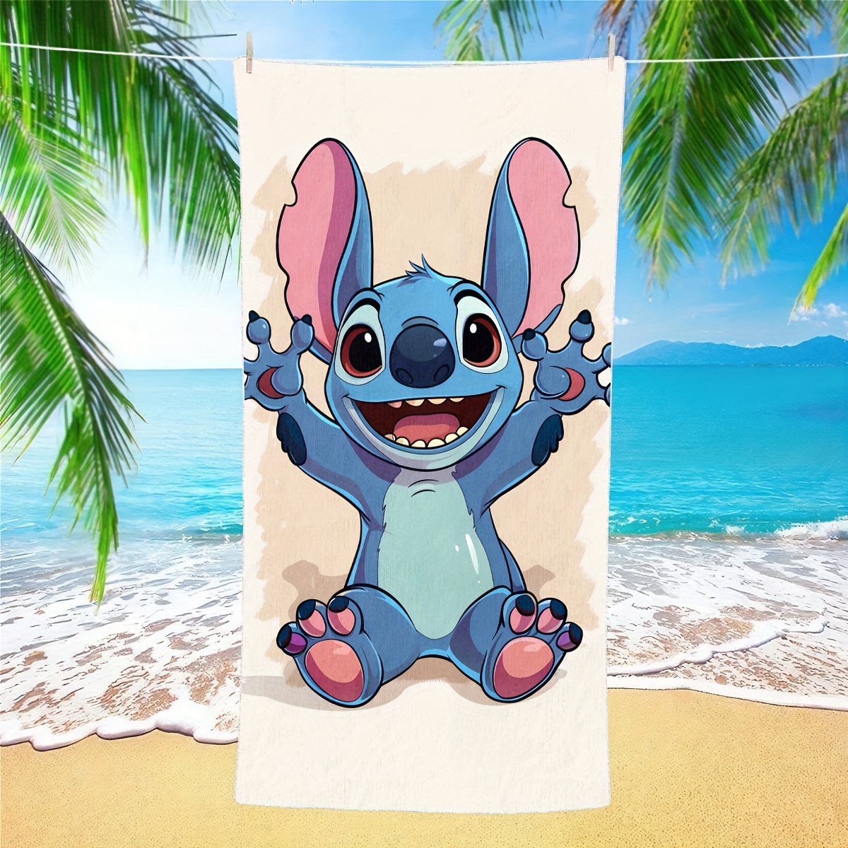 

Stitch-themed Extra Large Beach Towel - Super Absorbent, Quick Dry, Soft & Sand-free For Pool, Swim, Bath, Travel & Camping