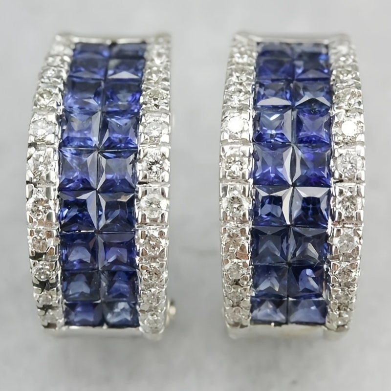Women's Dazzling Blue/White Cubic Zirconia Stud Earrings