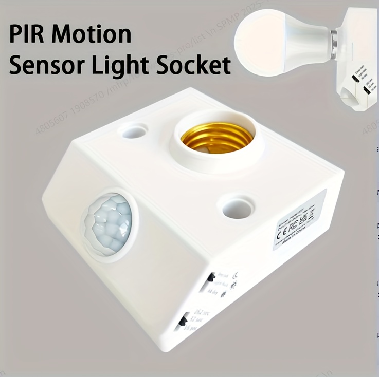 Prise de Lampe à Détecteur de Mouvement AC85-265V, Adaptateur Convertisseur pour Douille E27, Détecteur Infrarouge à Capteur de Mouvement Humain
