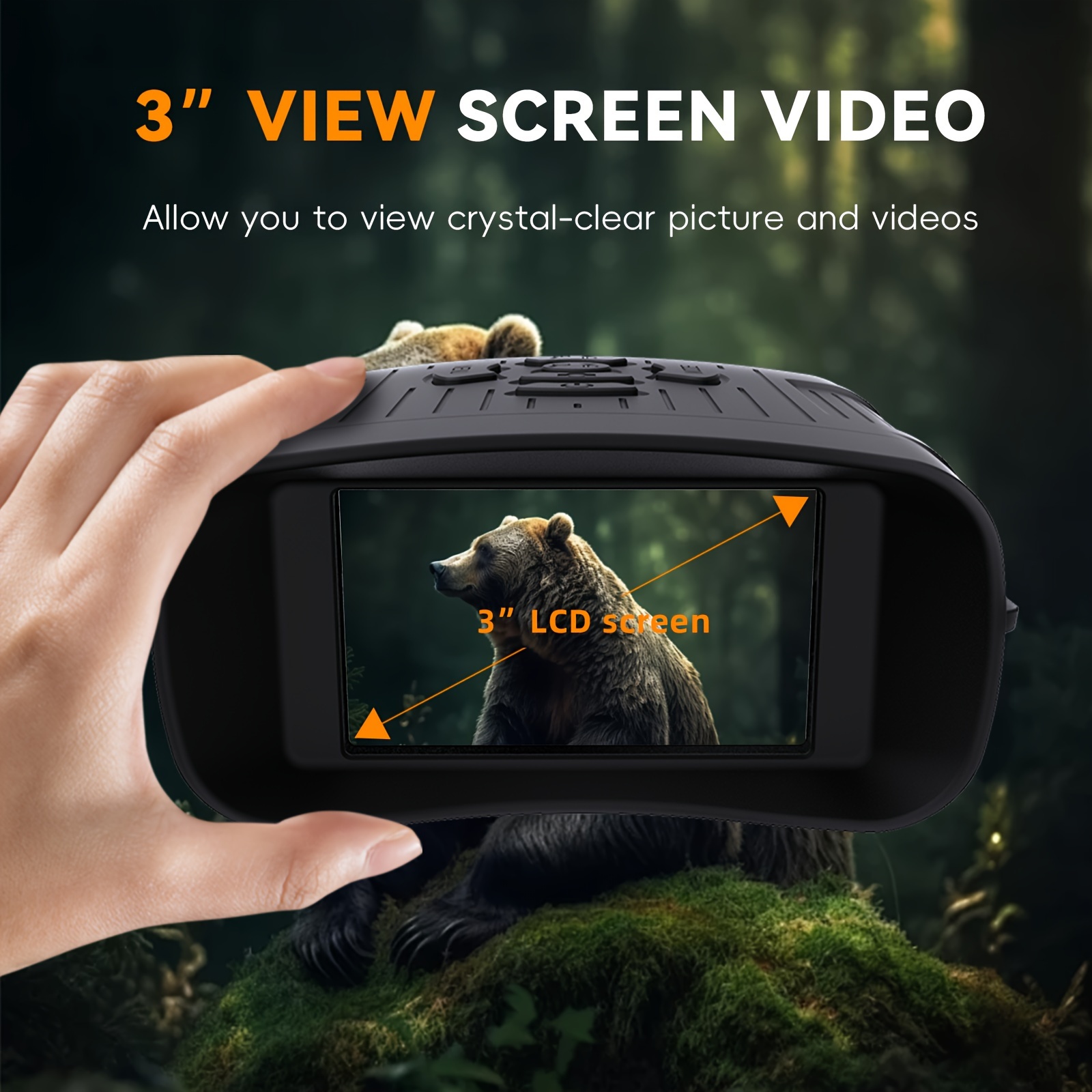 2 7k for adult infrared night binoculars 3 0 inch large screen 5 zoom 32g card for saving photos and videos for camping hunting and safety details 1