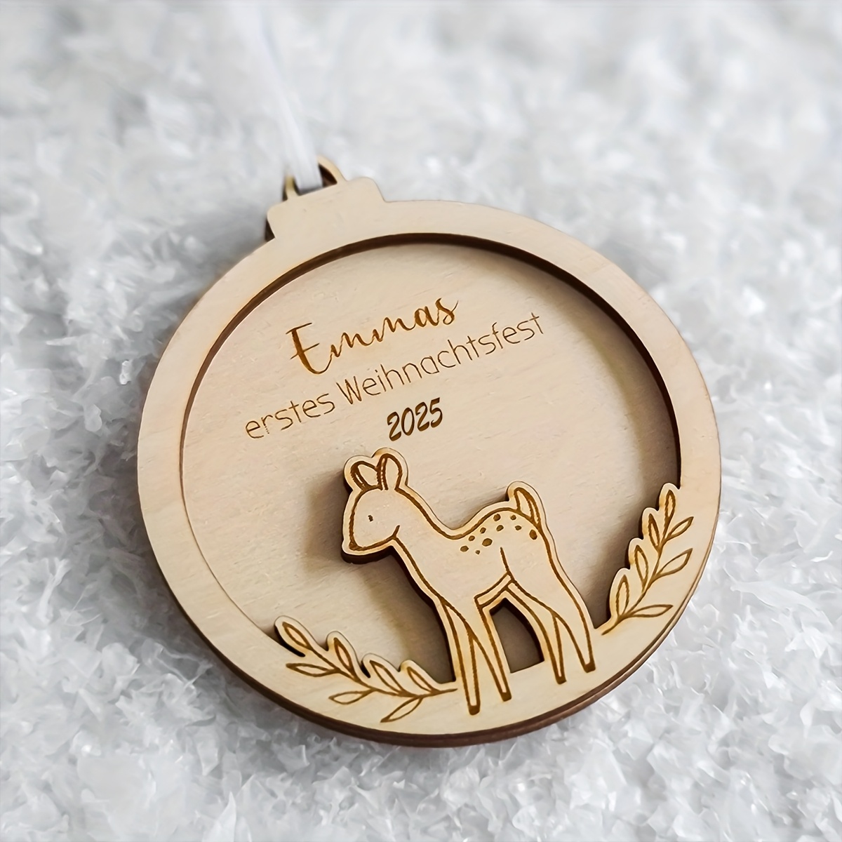 Image of Personalized Wooden Christmas Decoration, Wooden Tree Ornament With A Name, Holiday Hanging Decor, Festive Gift, Customizable Text Name, Name Tag