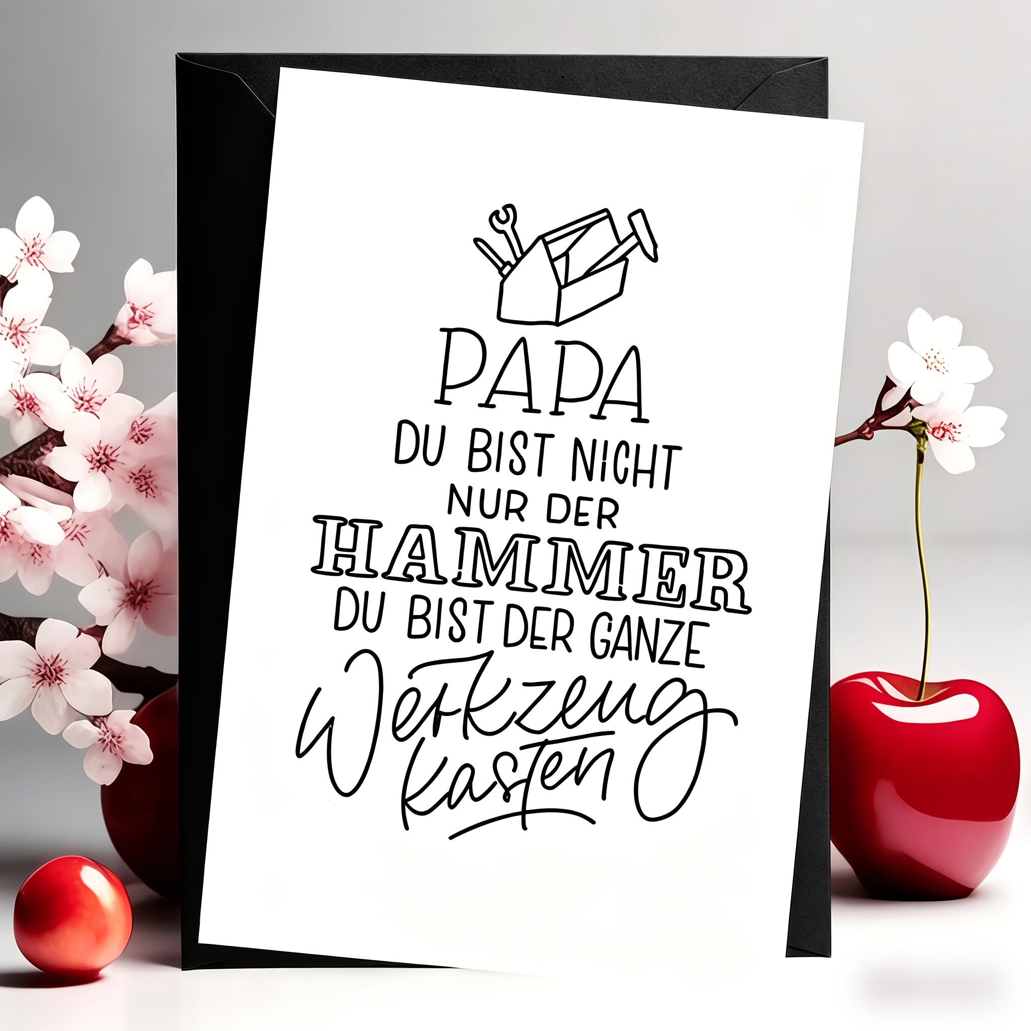 Image of 1pc German Father's Day Card With Envelope - "papa, You Are " Fun And Design, Perfect For Dad' Day, Cute Cartoon Line Art And Text, Ideal For Expressing Love And Gratitude, Father's Day Gift