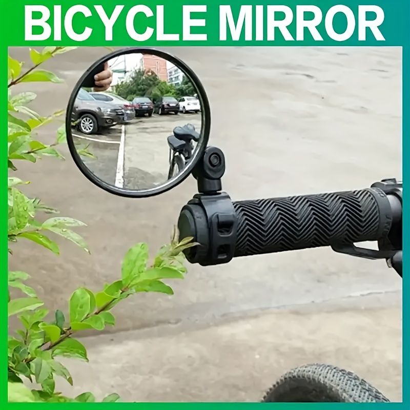 

1pc Universal Fit Bicycle Rearview Mirror, 1.97 Inch, Rotatable, Convex Lens, Round Pvc, Black, For Cycling Safety Accessory