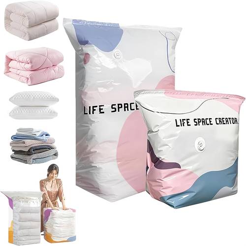 no pump vacuum storage bags press seal reusable space saving compression bag
