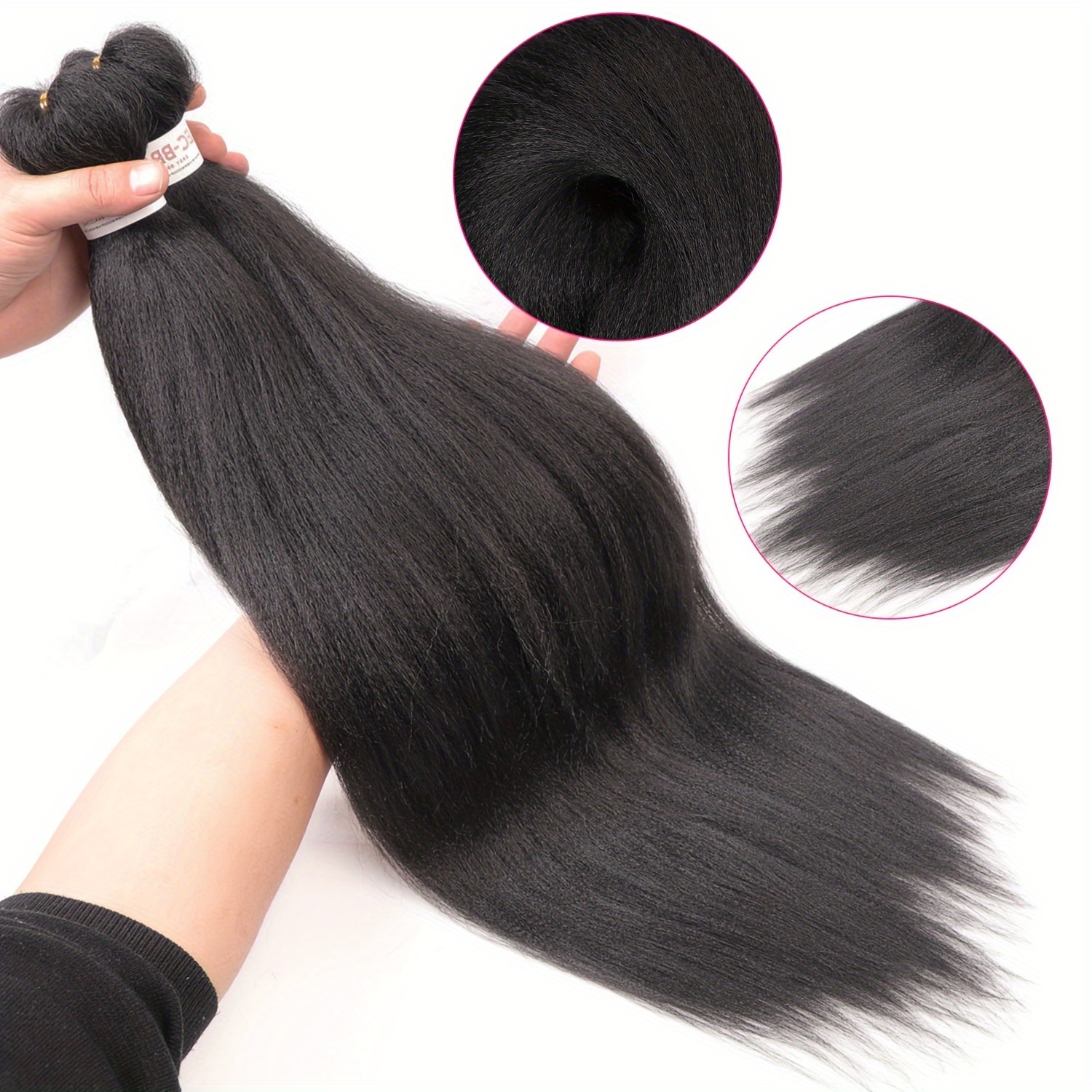 TEMU 3 Packs Pre Stretched Braiding Hair 26 Inch Natural Black Soft Prestretched Straight Synthetic Braids Texture Hair Extensions