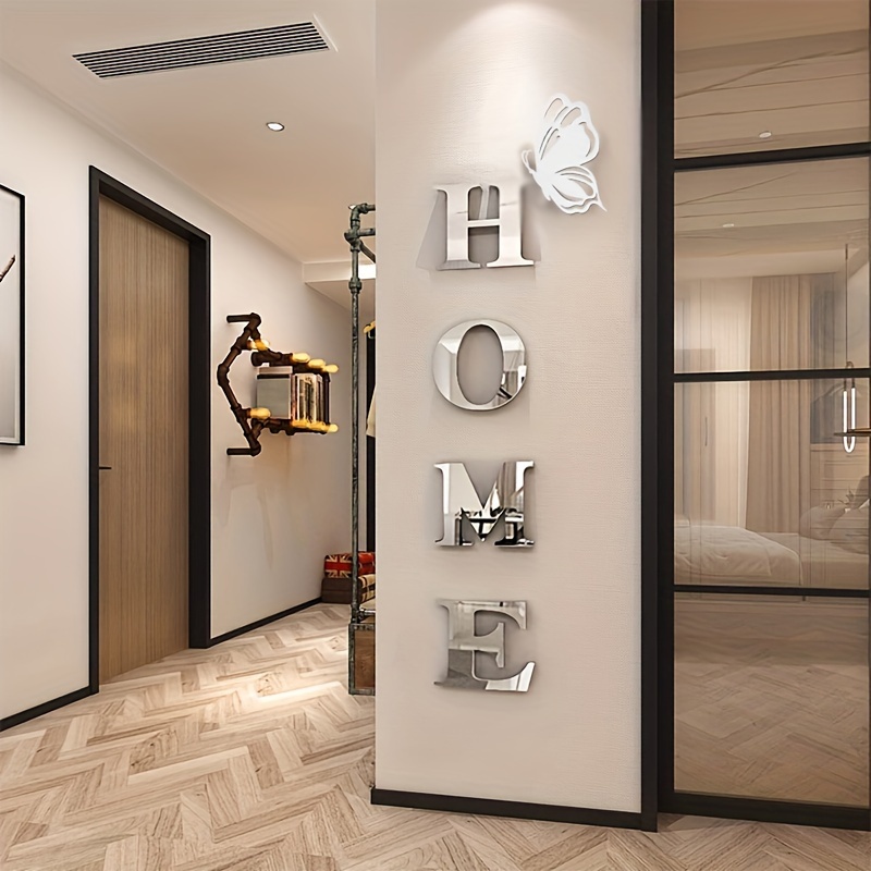 'HOME' Acrylic Mirror Set with Creative 3D Letters