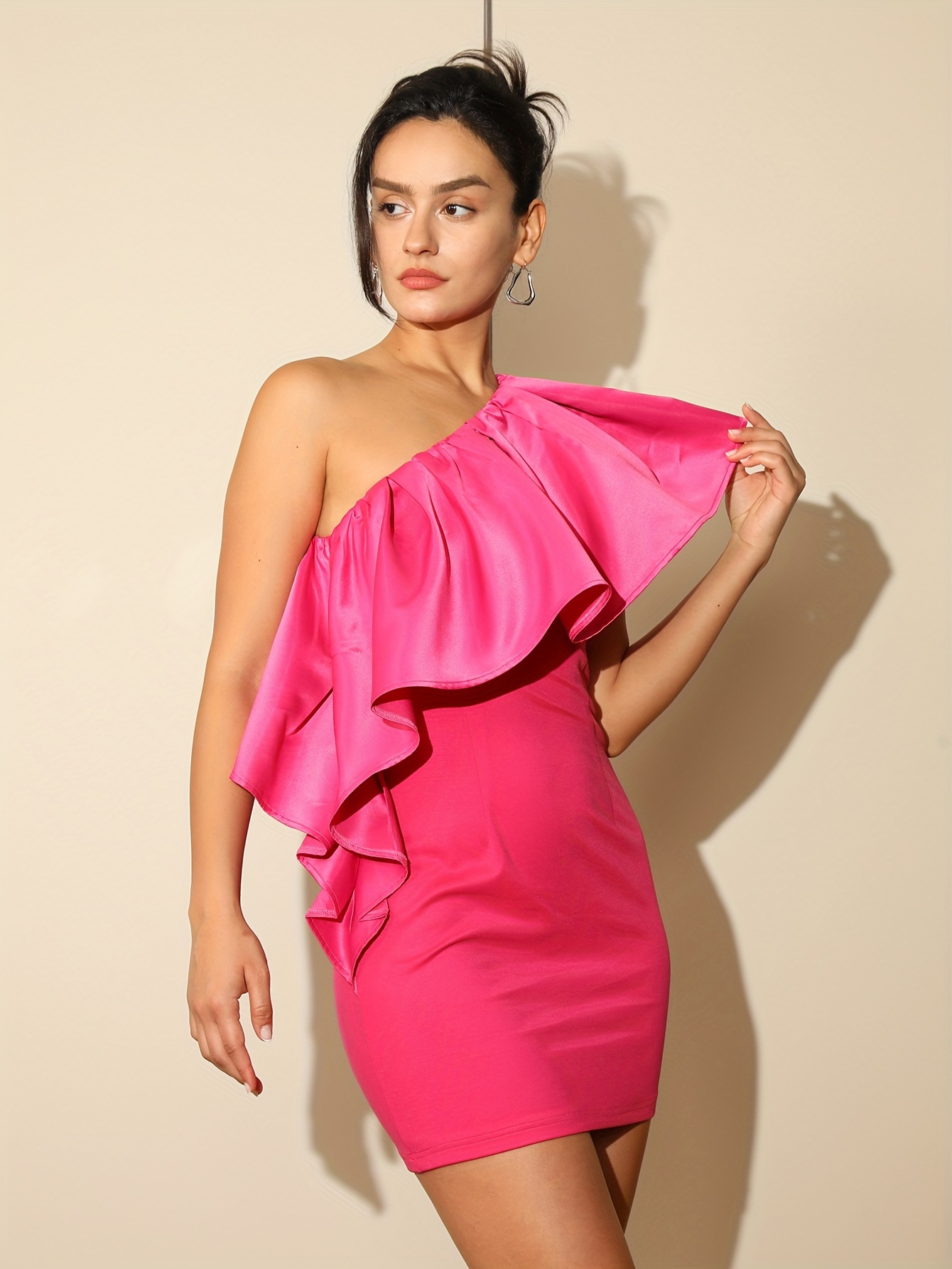 frill hem bodycon dress Fashion Solid Ruffle Hem Bodycon Dress  Beachsissi