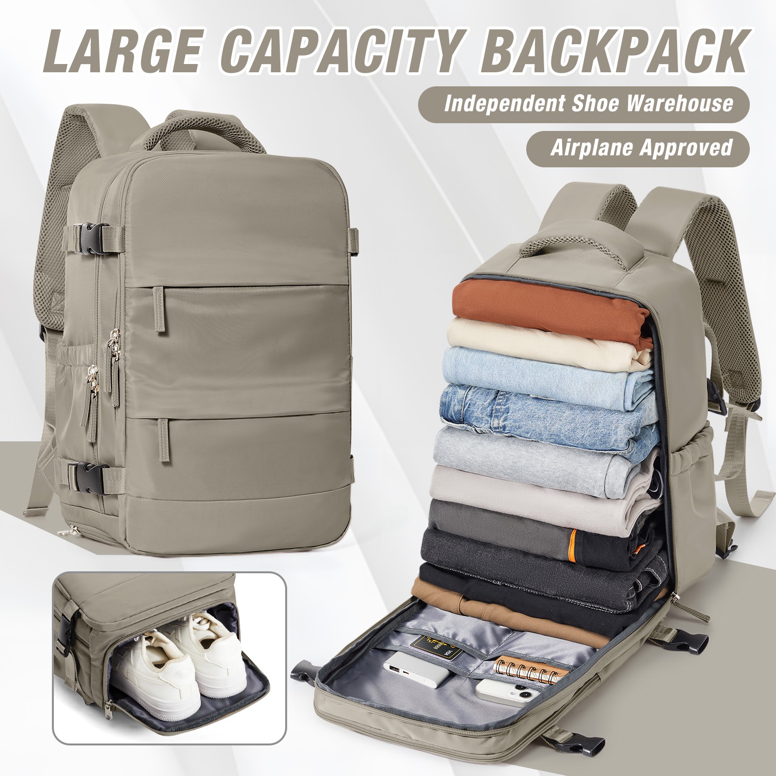 Women's TSA-approved Standard Travel Backpack, 15.75x7.87x9.84inch,  Suitable for Air Travel and Daily Commutes. Features a Detachable Shoe  Compartment, Multiple Pockets, and Fits Low-cost Airline ...