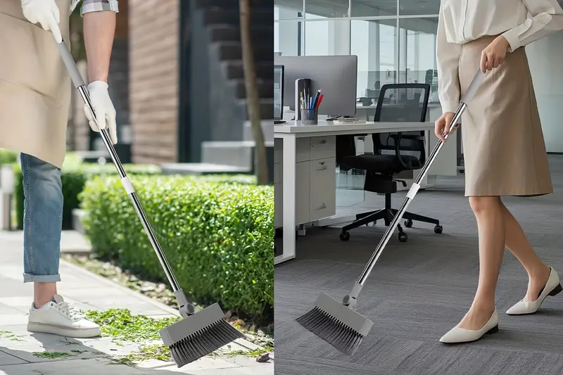 4 in 1 heavy duty all in one cleaning kit broom dustpan squeegee floor brush foldable space saving multi surface hard floor convertible sweeper mop system with durable plastic for home office bathroom Product details 4